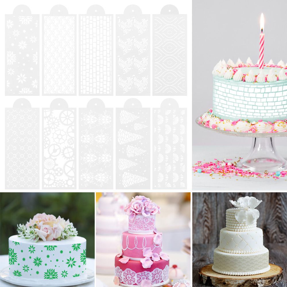 Cake Stencils Floral Cake Drawing Painting Hollow Lace Cookie Chocolate Fondant Dessert Cake Templates Side Baking Mesh Stencils