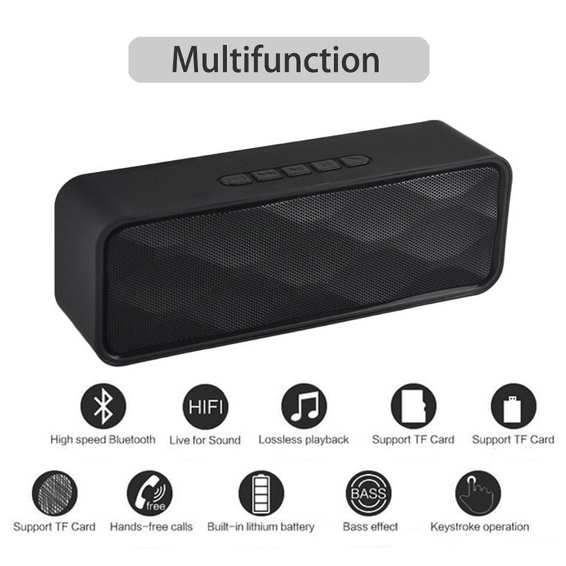 Haut-parleur Bluetooth de table Portable ABS HiFi stéréo boîte de son basse haut-parleur mains libres appel USB haut-parleurs de basse soutien TF USB