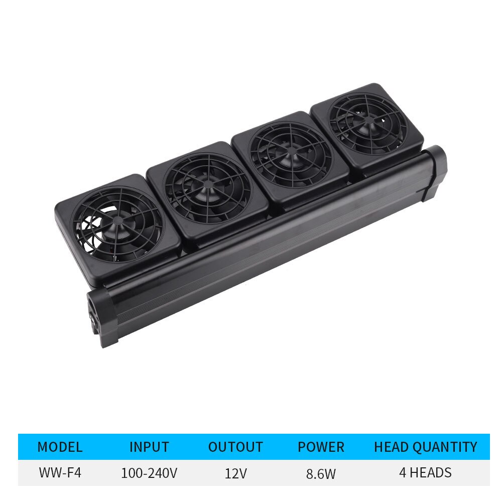 1/2/3/4 Fans Aquarium Kühler Einstellbare Wind Lüfter Wasserkühler Kalten Wind Maker für Aquarium temperatur Controller: WW-F4 / US adapter plug
