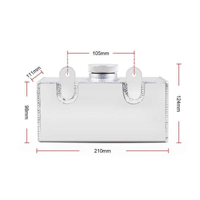 2L Car Water Tank Aluminium Polished Windsn Washer Bottle Intercooler Spray Tank with Cap