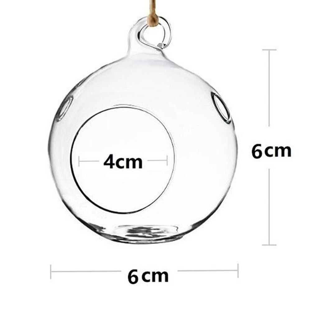 Tea Light Holder Globe Shape Round Clear Hanging Candle Candle Holder Glass Succulent Style Candlestick Dia.6CM