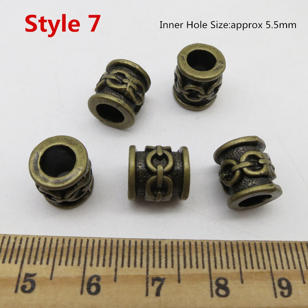 5 st olika stilar viking rune hår fläta dread beard dreadlock pärlor ringar tub för kvinnor män tillbehör: 5 st stil 7