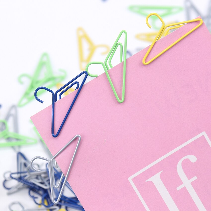 Clips de papel en forma de Mini percha, Material de Metal, Kawaii, marcador, para oficina, escuela, papelería, Clip de marcado, 10 Uds.
