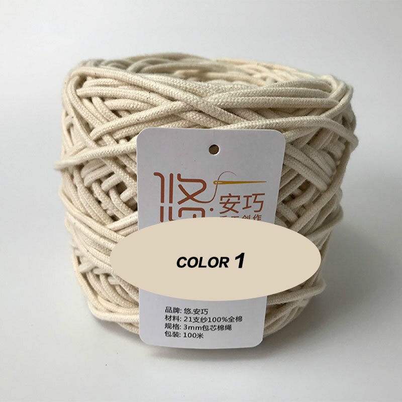 3mm Macrame Cord Yarn 100% Cotton Braided Rope Waving Twisted-Cord For DIY Crafts Knot Handbags Wall Hanging Plant Hanger Pillow: 1