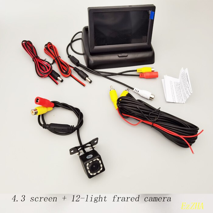 Car Monitor 4.3 inch Foldable TFT LCD Display Rear View Reversing Camera Mirror Parking Assistance Rearview Monitors NTSC PAL: 4.3screen12 infrared