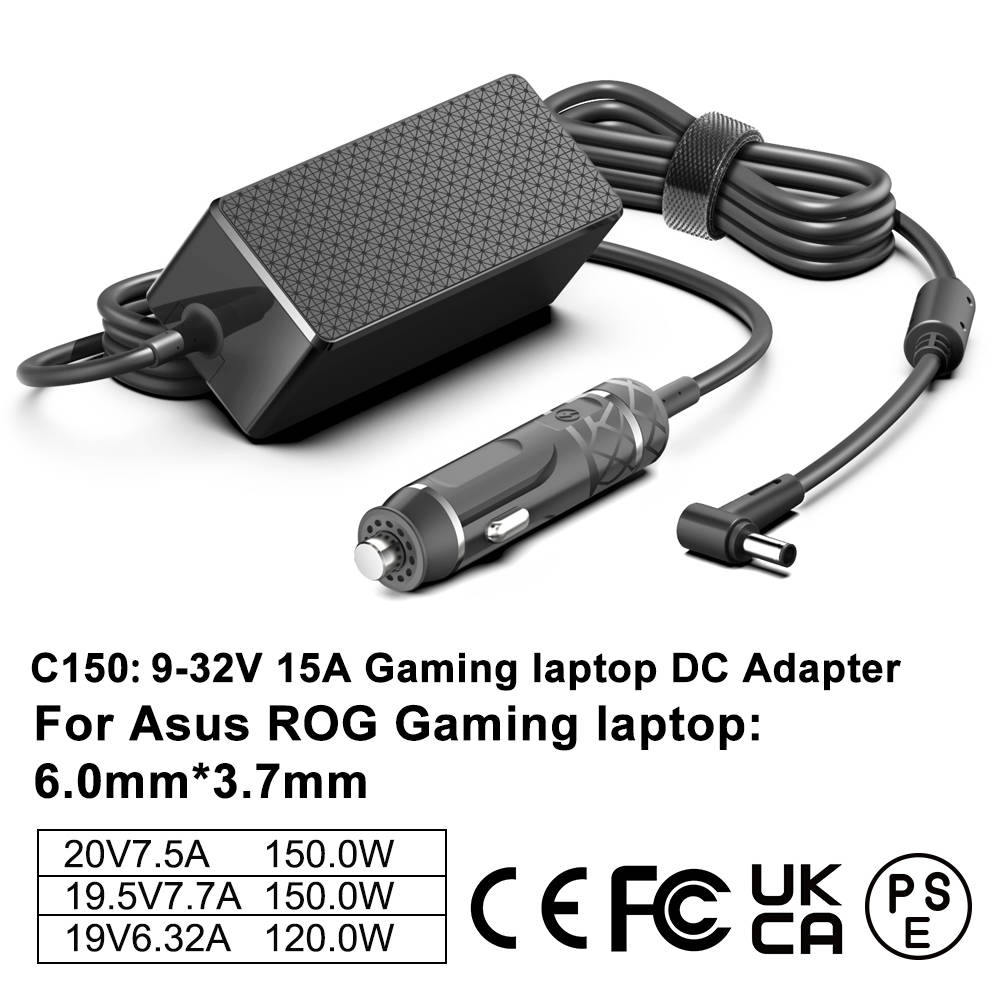 150W 120W 20V7.5A 19V6.32A 6.0*3.7mm DC Car Charger Laptop Adapter For ASUS Rog FX95D VX60G TUF Gaming A15 FX506lu FX705G FX86FE