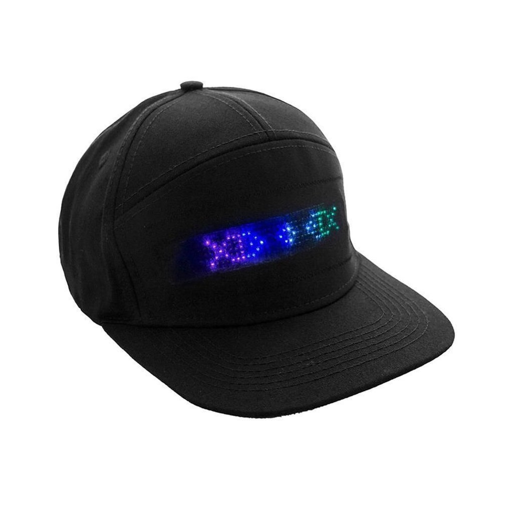 Rød/sort mobil app drift led lys hip hop hat til fest ridning for mænd kvinder praktisk reklame hat: Sort farverig