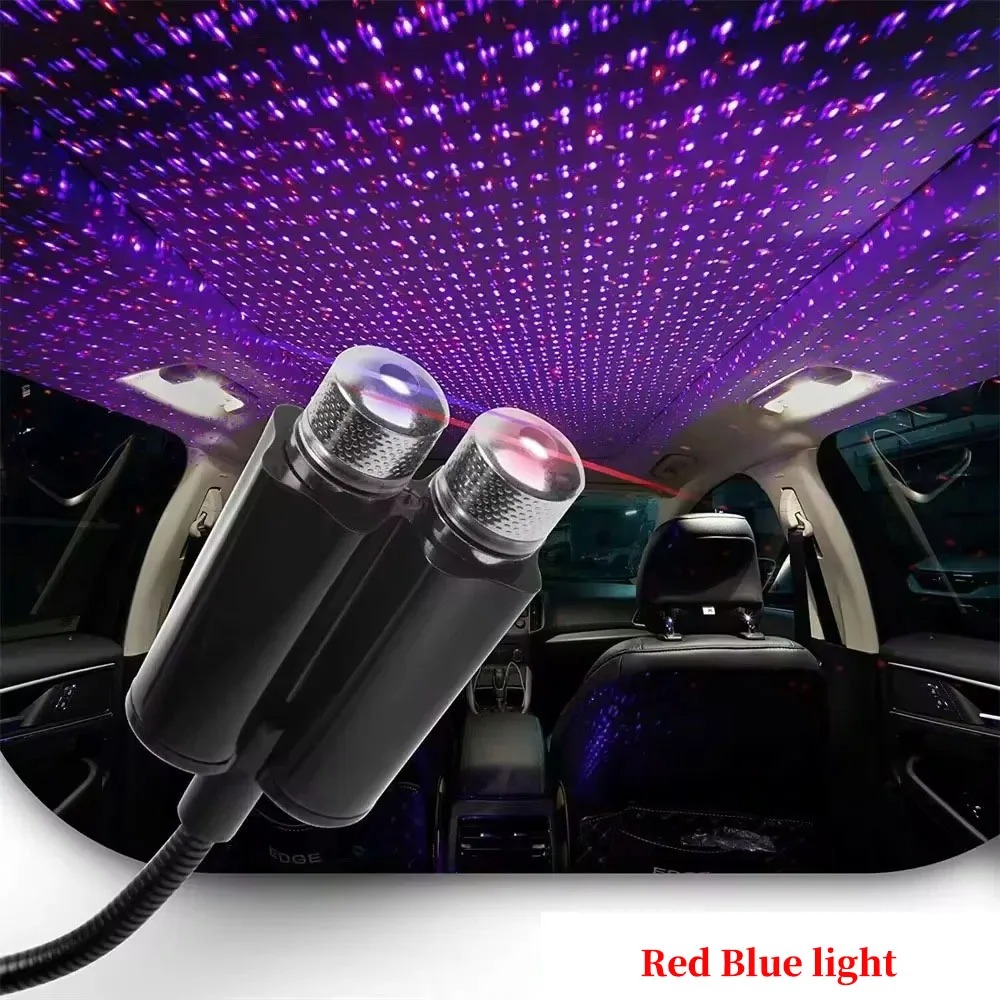 USB Sterrenhemel Lamp LED Interieur omgevingsverlichting Autodak projector licht rood blauw Romantisch Babysbreath Led Sfeerlicht 5v