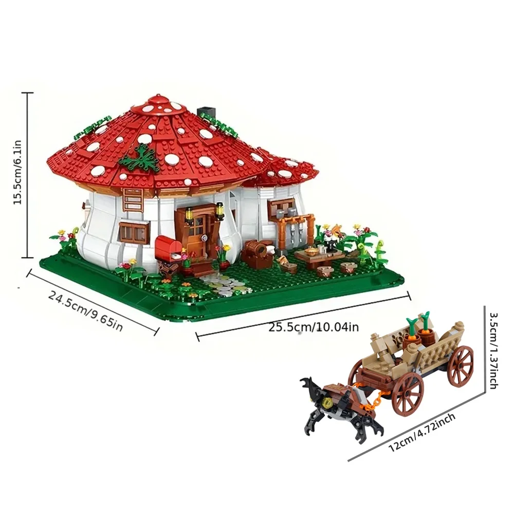 Knieuwe gebouwde creatieve Starry Cottage kerstboomhut bouwstenen speelgoed ideaal kerstcadeau met LED-licht, bouw je eigen droom: M / Medium Azure