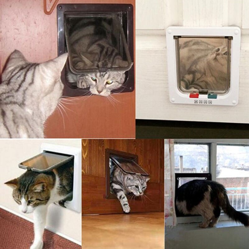 Pet Dog Door Lockable Household Doghole Automatic Safe Entry Frame Screen Dog Cat Gate Door Puppy Animal Hole