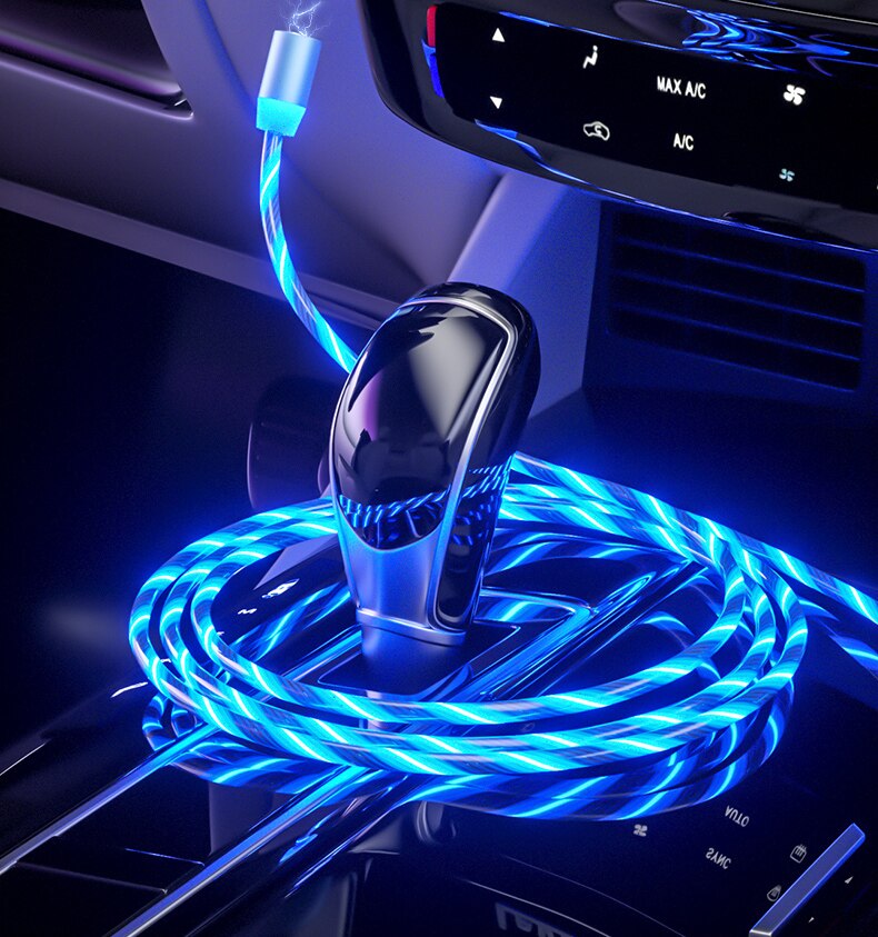 540 graden gloeiende magnetische oplaadkabel voor mobiele telefoons met led-lampje, micro-usb-type c voor apple android-oplader, oplaadsnoer
