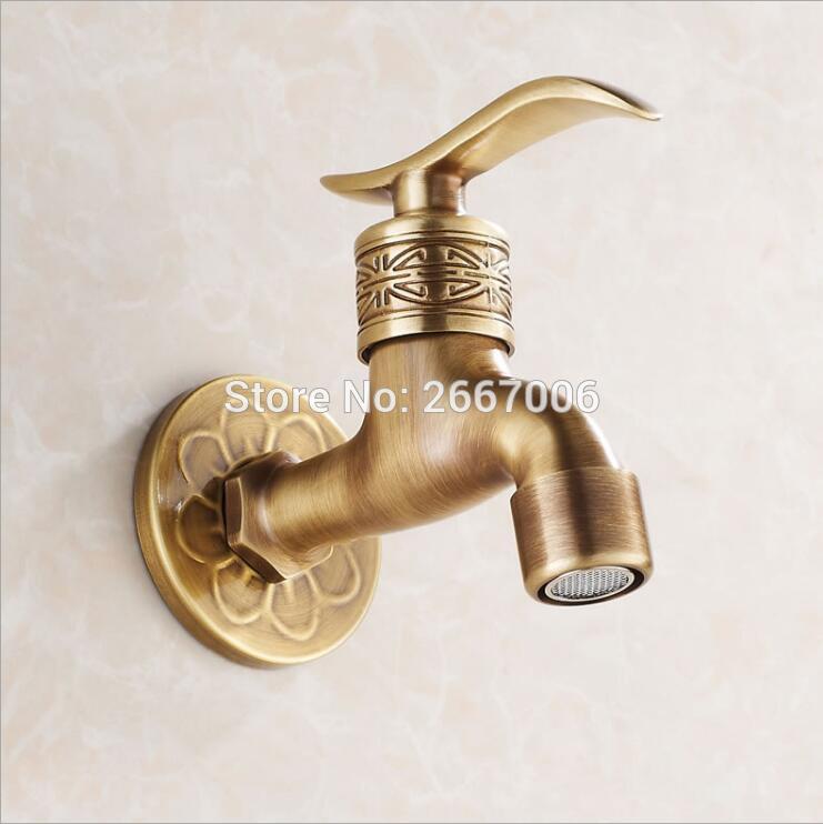 Art Carved Antique Bronze Plated Washing Machine Faucet Bibcocks Tap Wall Outdoor Garden Bibcok Torneira GI117