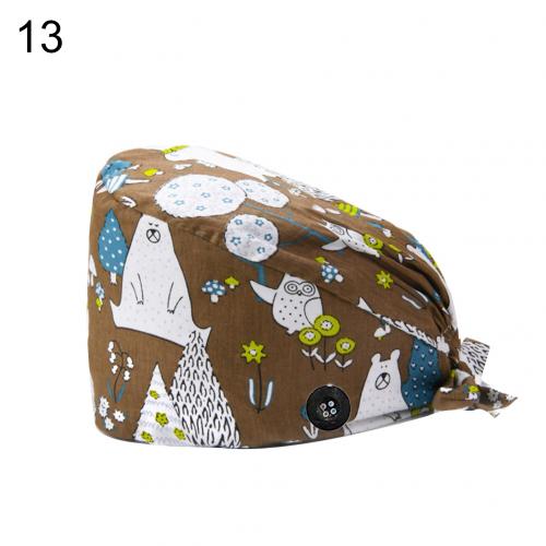 1PC Waschbär Fox Drucken Unisex Outdoor Sport Schweißband Kappe Schweiß Absorbierende Chirurg Krankenschwester Peeling Kappe Mit Taste Einstellbar Hut