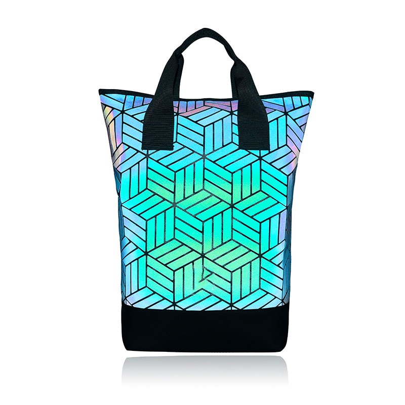 Conjunto de mochila Casual con geométrico de fluoresencia, bolso y monedero para mujer, riñonera holográfica: 7352 BACKPACK