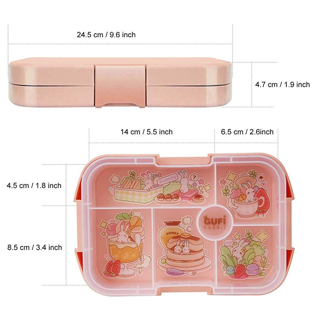 Healthy Material Children Bento Box 6 Compartments Lunchbox Microwave Dinnerware Food Storage Container Snack Box Picnic Travel