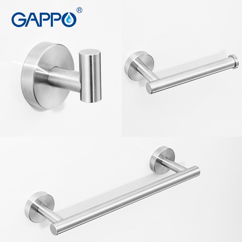 GAPPO Gold Black Bathroom Hardware Set Black Robe Hook Single Towel Bar Robe Hook Paper Holder Bathroom Accessories Y38124-2