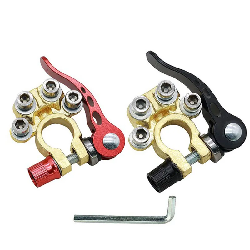 1 Pair Car Battery Terminals 12V Auto Battery Terminal Connector Battery Bornes Cable Terminal Adapter Copper Clamps Clip Screw: Red