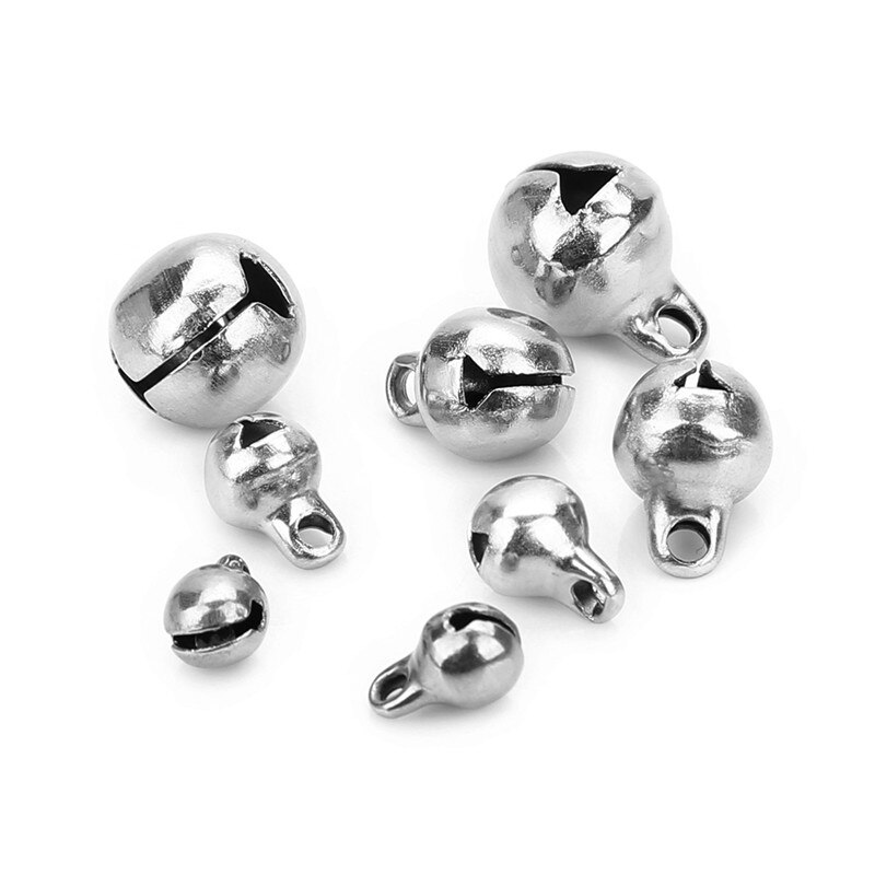 Sauvoo 30 stks/partij Rvs Jingle Bells 5mm 6mm 8mm 10mm End Charms Bead voor Armbanden kerst Ambachten Sieraden Decration