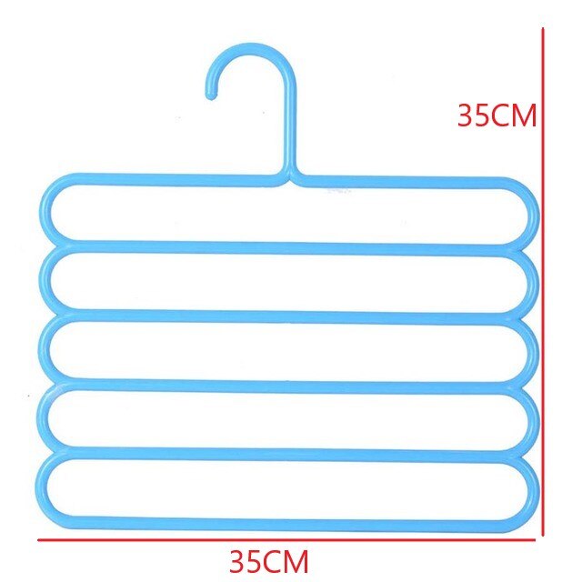 Multi-Functional 5-Layer Pants Hangers Holders Trousers Hanger Storage Rack Wardrobe Closet Organizer Clothing Hangers Space Sav: DARK BLUE
