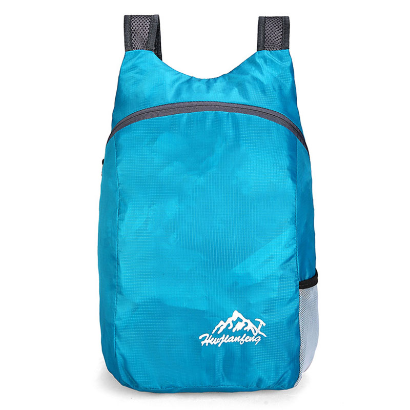 20l slitesterk nylon sammenleggbar ryggsekk unisex lett utendørs reise tursekk bærbar camping dagsekk: Lyse blå