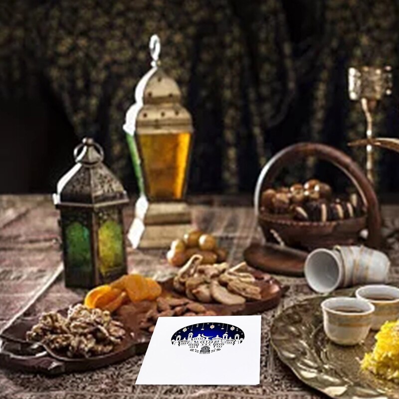 3D Eid Mubarak Greeting Card Moon Mosque Islamic Year Cards for Islam Muslim Ramadan Party Invitation Thank M6CE