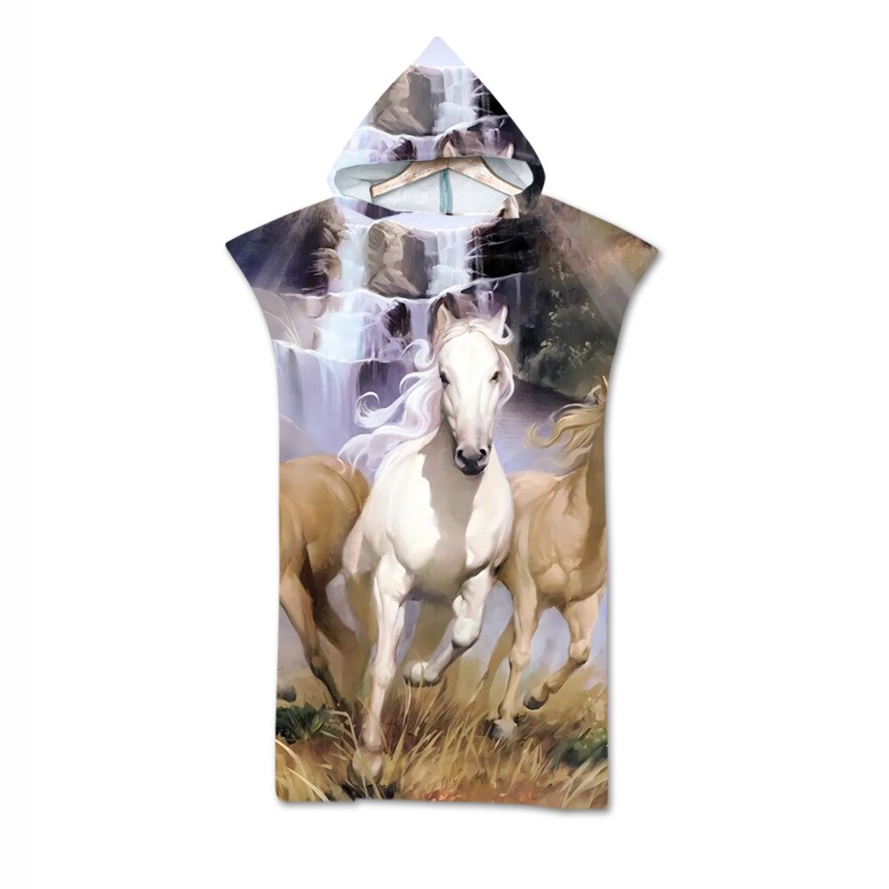 Microfiber Gedrukt Hooded Strandlaken Voor Volwassenen Quick Dry Zwembad Poncho Badhanddoek Met Mantel Badjas