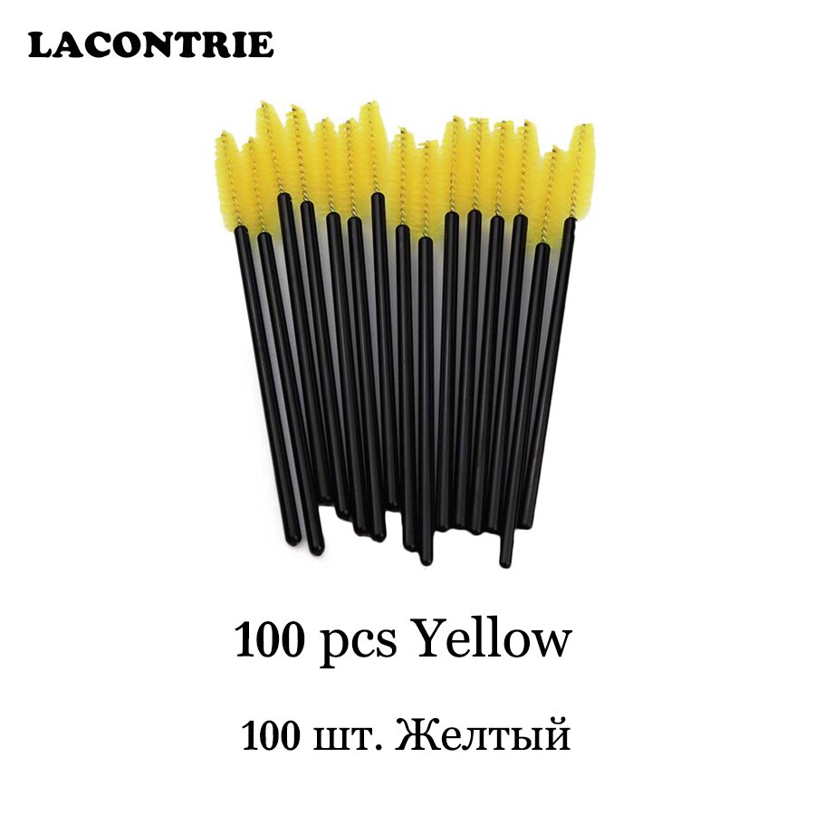 Wimpers Cosmetische Borstels Voor Wimper Extension Wenkbrauw Applicator 50/100 Pcs Individuele Wegwerp Lash Lash Lift Borstels: 100pcs Yellow
