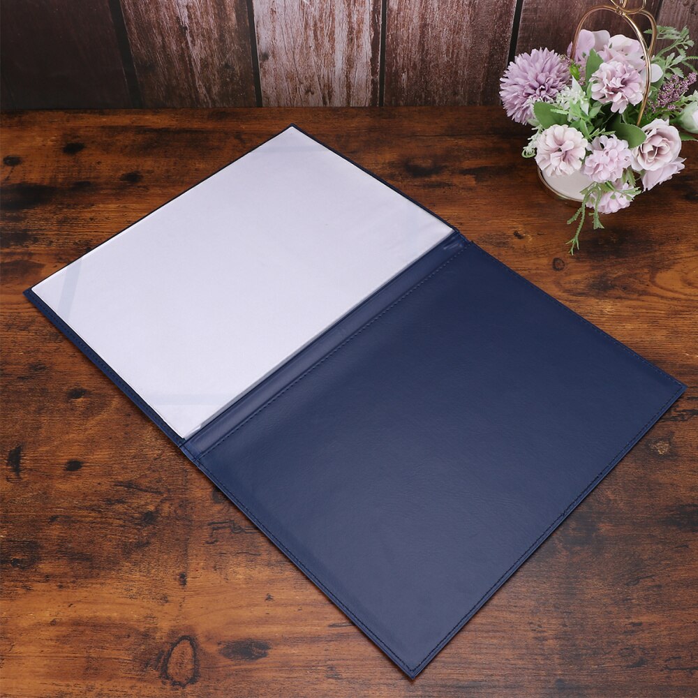 A4 læder certifikat cover certifikat mappe blank cover beskyttende etui (blå)