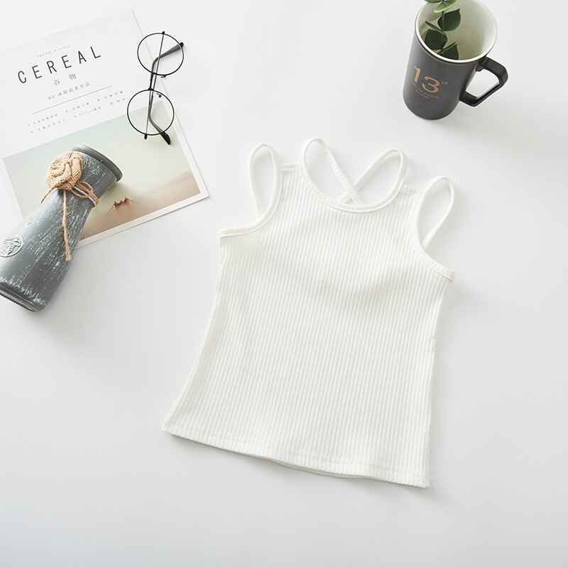 Débardeur décontracté en coton pour bébé fille, sous-vêtement pour enfant et adolescent, ZL729: WHITE / 7