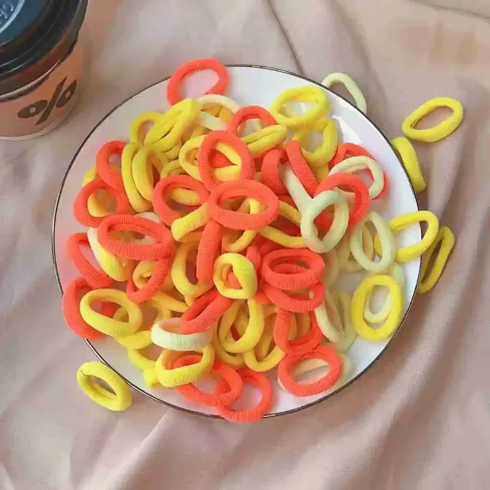 50/100/300 Uds Mini bandas elásticas coloridas para el cabello para niñas accesorios para el cabello diadema de nailon soporte para cola de caballo para niños adorno Scrunchie: S / Gris oscuro