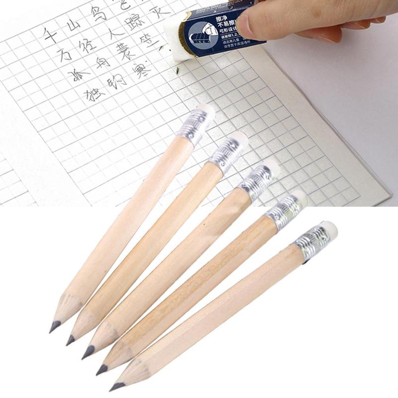 10pcs/set Pencil Log With Rubber Hb Mini Size Simple Wood Pencil Suitable For Children's School Stationery Supplies