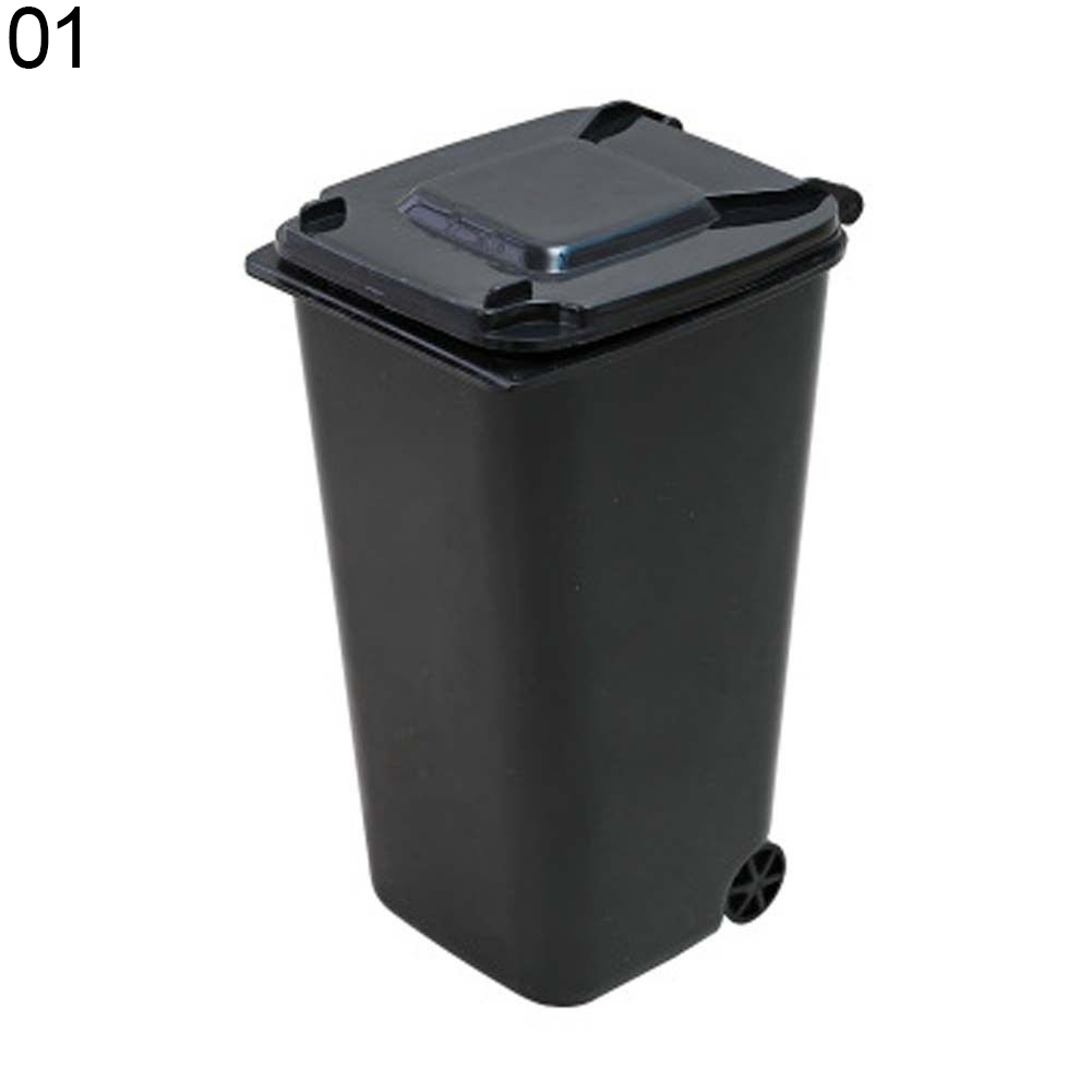 Mini Wheelie Trash Can Storage Bin Desktop Organizer Pen Pencil Cup Pen Holders