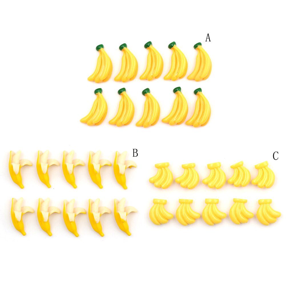 5Pcs Resin Miniatur Bananen Cabochons - Flache Rückseite DIY Basteln für Handy-Deko, Scrapbooking