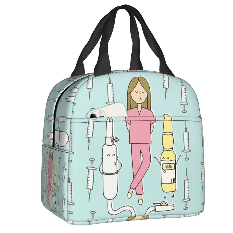 Enfermera En Apuros Doctor Nurse Lunch Bag Women Portable Cooler Thermal Insulated Lunch Box Picnic Storage Food Bento Box: Brown