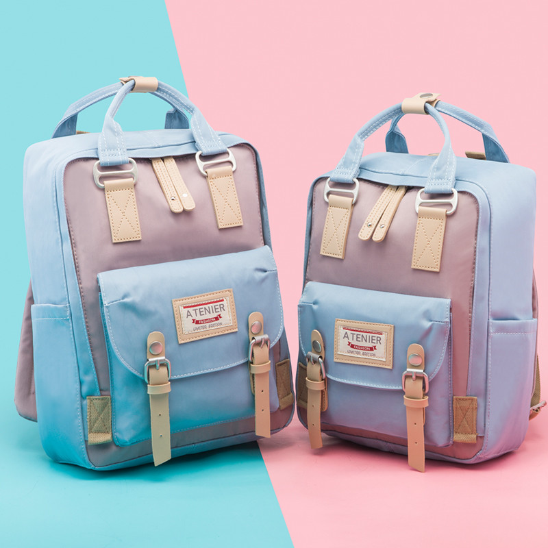 Mädchen-Rucksack aus Segeltuch mit Krapfen-motiv, schülerinnen-Rucksack in bonbonfarben, wasserdicht, schulrucksack, freizeit-reiserucksack, mochila feminina