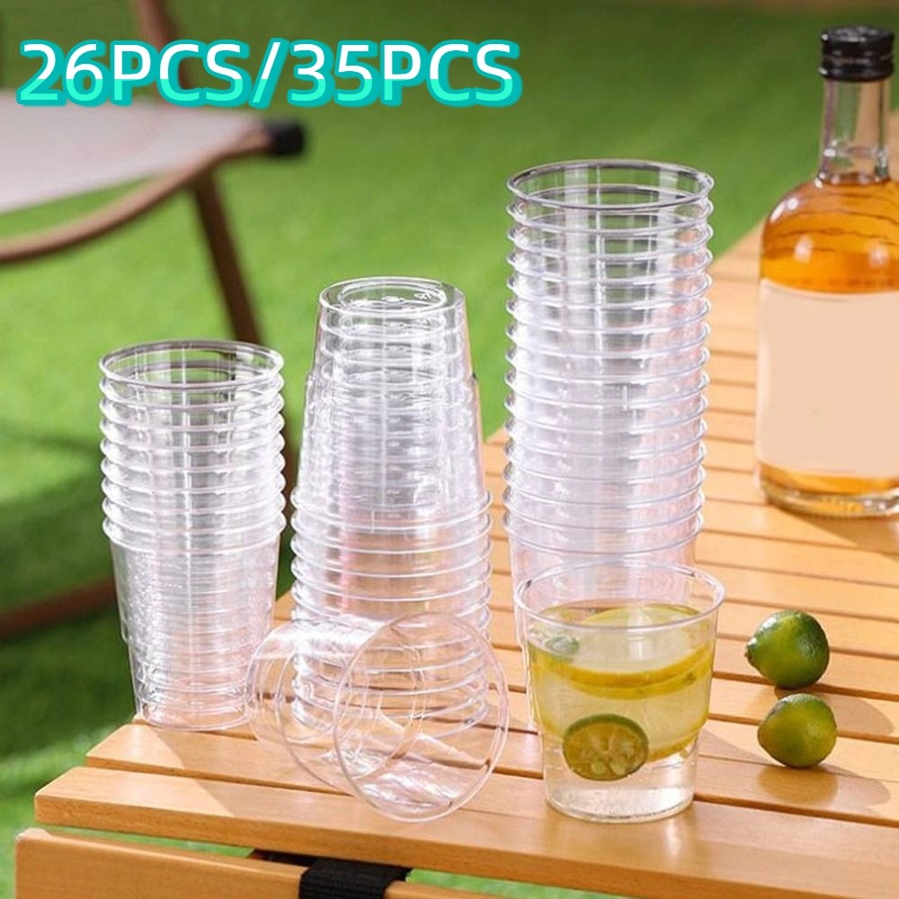 Taza de agua desechable duradera de 200ML, taza de aviación transparente de plástico de alimentaria, taza de vino gruesa resistente al calor para pícnic al aire libre