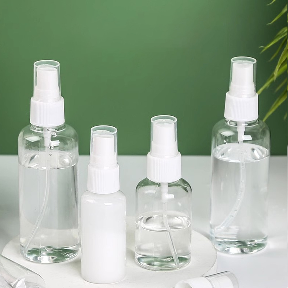 Mini botellas vacías con pulverizador, botellas rellenables transparentes, atomizador de Perfume de plástico, dispensador transparente portátil para viaje, 10/30/60/100ml