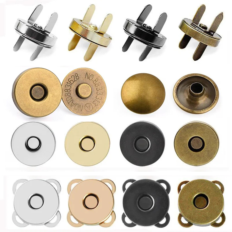 10sets 10mm 14mm 18mm Magnetic Snap Fasteners Clasps Buttons Handbag Purse Wallet Craft Bags Parts Accessories Adsorption