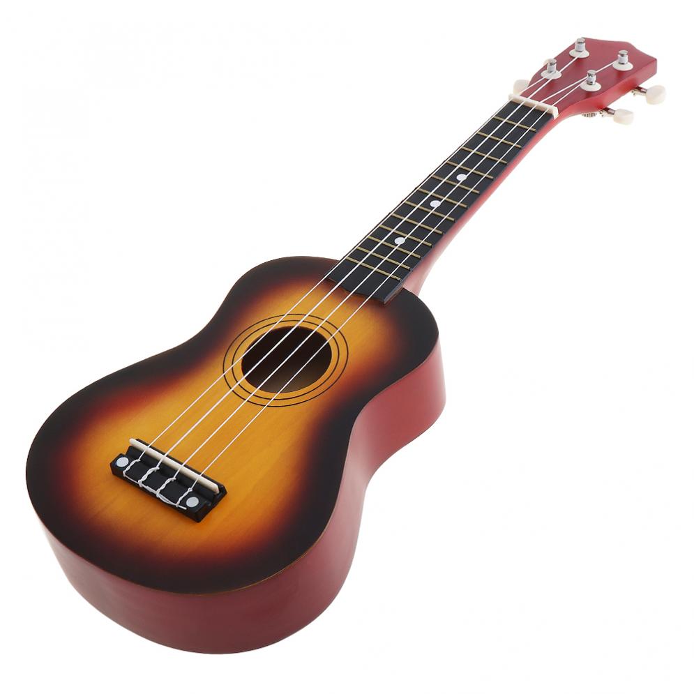 Practical 21 Inch Ukulele Beginners Children Sun Color Hawaii Four String Guitar with String and Pick