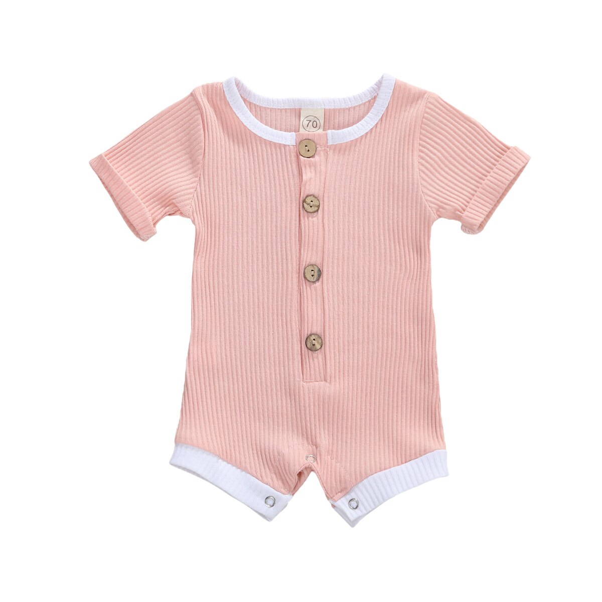 0-18M infantile bébé filles garçons barboteuse rayé imprimé manches courtes simple boutonnage combinaisons 5 couleurs: E / 6M