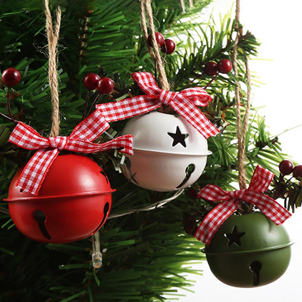 1Pc Kerst Bel Rood Wit Groen Metal Jingle Bells Kerstboom Opknoping Hanger Ornament Kerst Decoratie Voor Thuis