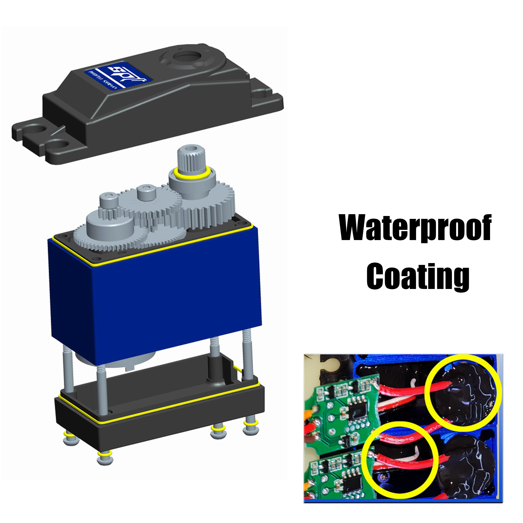 SPT 25KG 35KG Par grande 180 ° Servo Digital de engranaje de Metal, Motor impermeable, brazo 25T para coche trepador de control remoto SCX10 TRX4, pieza de Robot de deriva