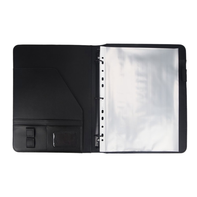 A4 Vegetarian Leather 3 Ring Portfolio Binder Business Binder Padfolio with Notebook Pad for Interview &amp; Business: Default Title