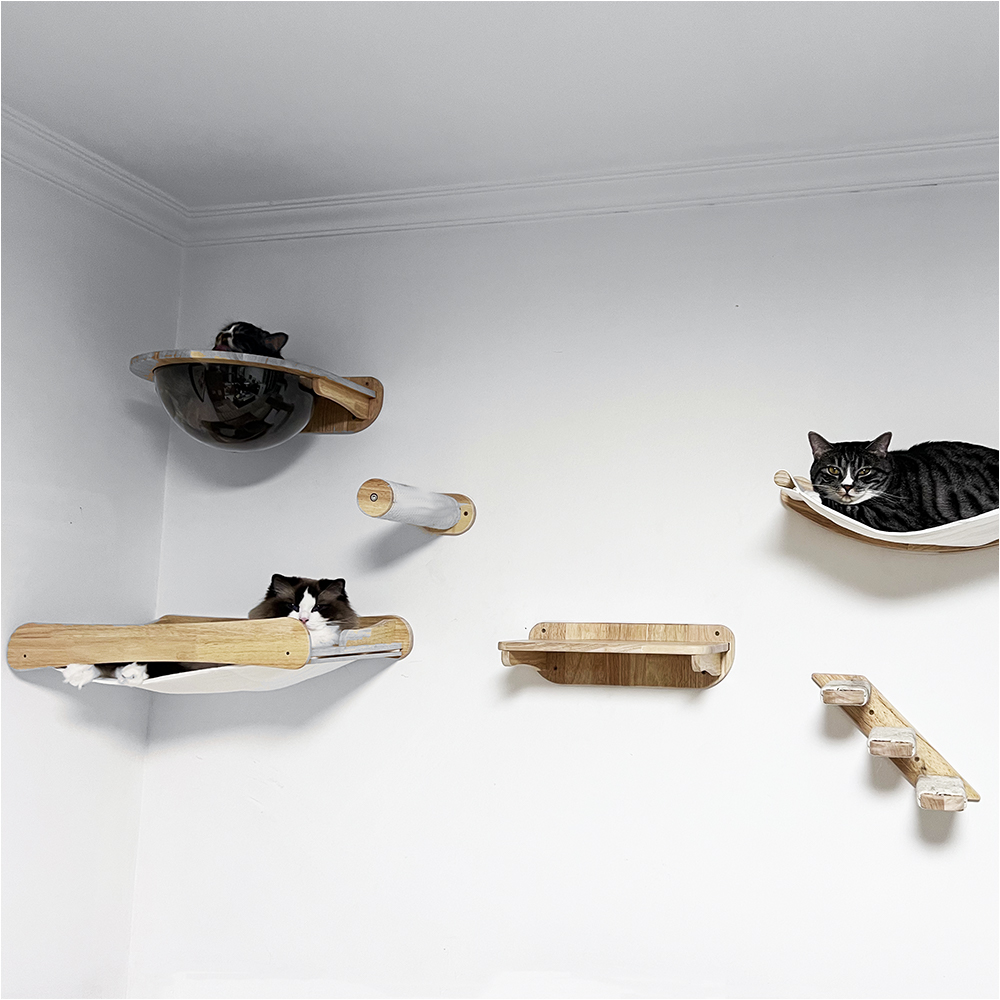 Katteveggstativ filt kattetrapp katteveggtrinn stigepedaler heltre kattemøbler på veggen egnet for katter å klatre i