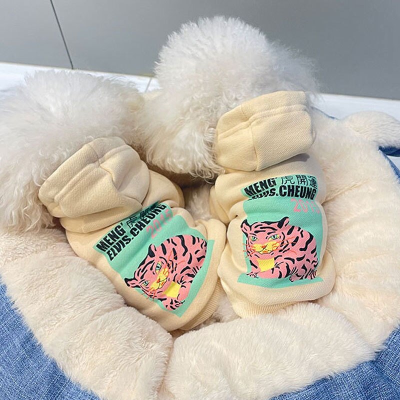 Ropa con capucha para perro, sudaderas con capucha para perro, abrigo para mascota de Año , sudadera con patrón de tigre para perro pequeño y mediano, traje francés para Bullog