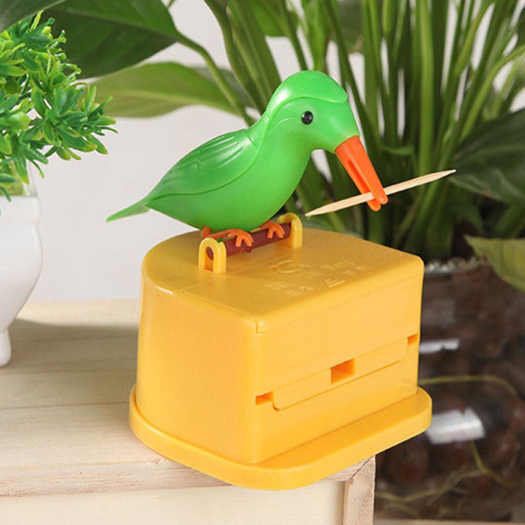 Mignon colibri cure-dents distributeur Gag nettoyage dents matériel automatique oiseau cure-dents boîte