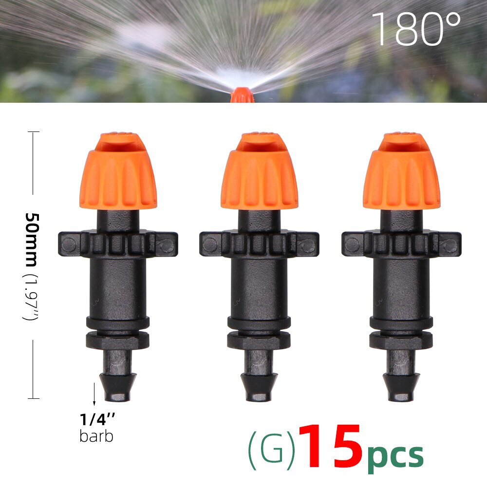 15PCS 90°/180°/360°/Strip Garden Watering Nozzles Irrigation Spraying Sprinklers Angle Optional Stakes Barbs Screw Connectors: Gx15pcs
