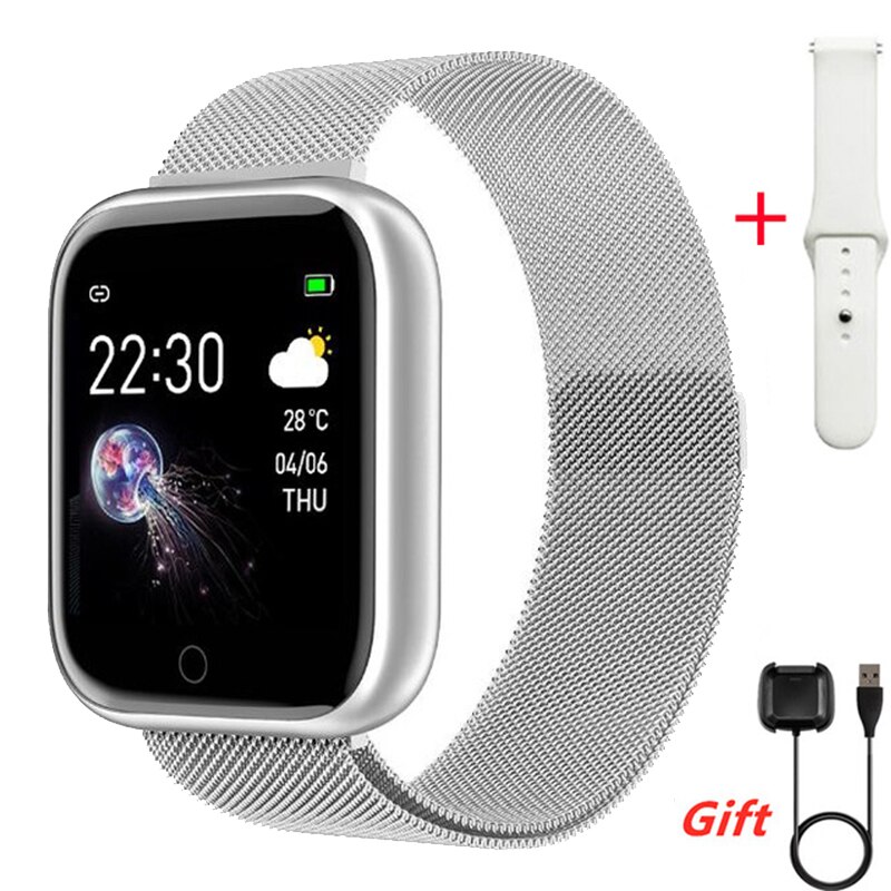 I5 smart watch vattentät pulsmätare fitness tracker blodtryck män kvinnor sport smartwatch för android ios pk iwo: Tillsätt silverstål