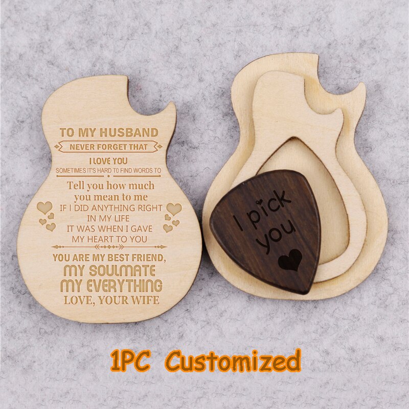 Guitare en bois médiator boîte pères mari papa plectre acoustique homme scène boîte directe magasin Q00022 gravé