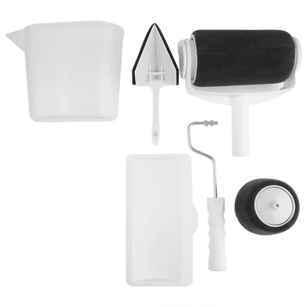 Conjunto de 8 unidades de herramientas para rodillo de pintura multifuncionales DIY, para uso doméstico, mango decorativo de pared, herramienta para borde flocado, Brus de pintura: 5pcs set White